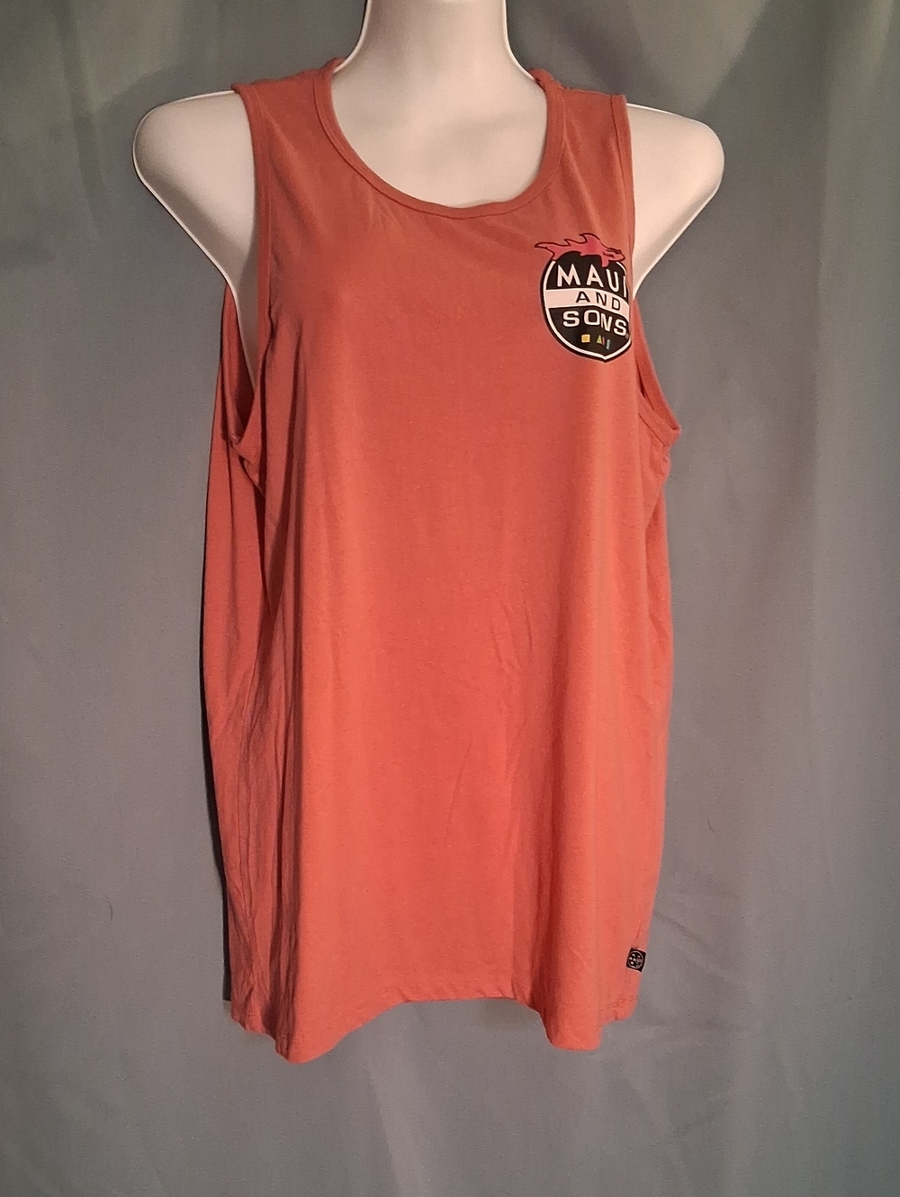 Maui and Sons Coral Orange Women's Tank with Chest Logo